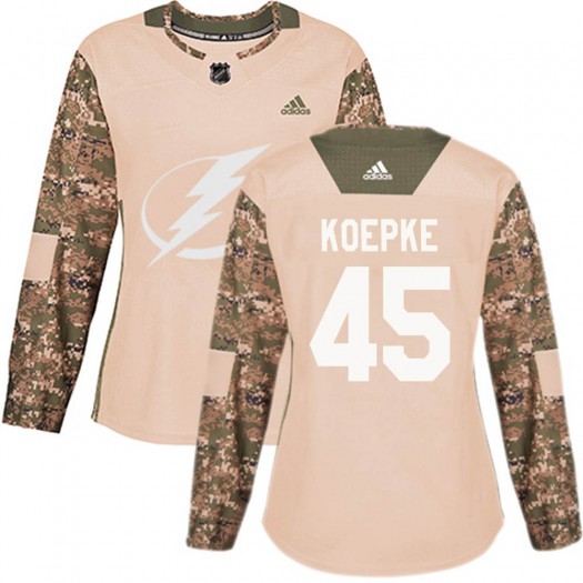 Cole Koepke Tampa Bay Lightning Women's Adidas Authentic Camo Veterans Day Practice Jersey