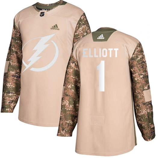 Brian Elliott Tampa Bay Lightning Youth Adidas Authentic Camo Veterans Day Practice Jersey