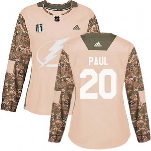 Nicholas Paul Tampa Bay Lightning Women's Adidas Authentic Camo Veterans Day Practice 2022 Stanley Cup Final Jersey