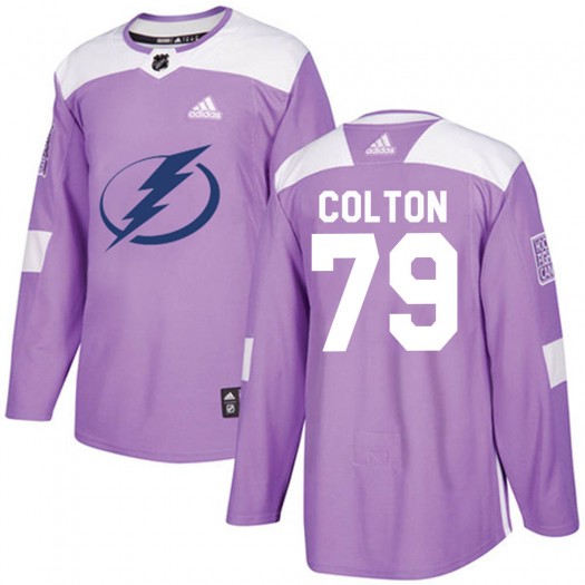 Ross Colton Tampa Bay Lightning Youth Adidas Authentic Purple Fights Cancer Practice Jersey