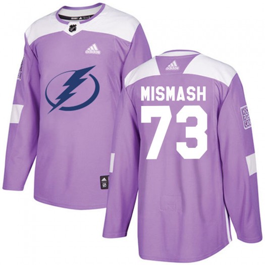 Grant Mismash Tampa Bay Lightning Youth Adidas Authentic Purple Fights Cancer Practice Jersey