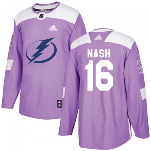 Riley Nash Tampa Bay Lightning Youth Adidas Authentic Purple Fights Cancer Practice Jersey