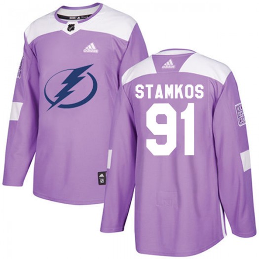 Steven Stamkos Tampa Bay Lightning Youth Adidas Authentic Purple Fights Cancer Practice Jersey