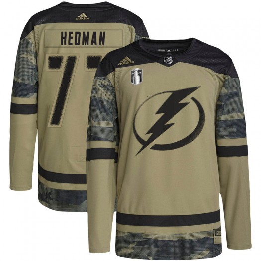Victor Hedman Tampa Bay Lightning Men's Adidas Authentic Camo Military Appreciation Practice 2022 Stanley Cup Final Jersey