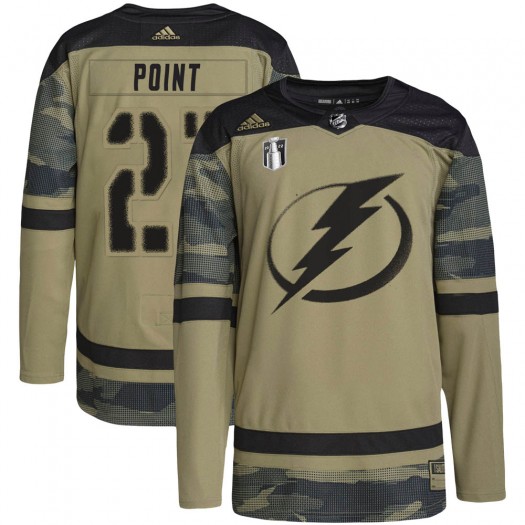Brayden Point Tampa Bay Lightning Men's Adidas Authentic Camo Military Appreciation Practice 2022 Stanley Cup Final Jersey