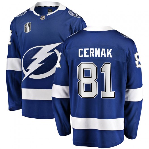 Erik Cernak Tampa Bay Lightning Men's Fanatics Branded Blue Breakaway Home 2022 Stanley Cup Final Jersey
