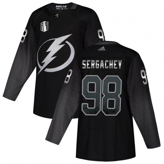 Mikhail Sergachev Tampa Bay Lightning Youth Adidas Authentic Black Alternate 2022 Stanley Cup Final Jersey