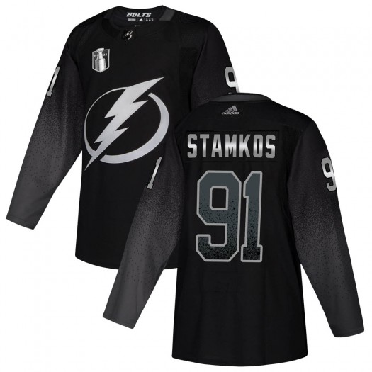 Steven Stamkos Tampa Bay Lightning Men's Adidas Authentic Black Alternate 2022 Stanley Cup Final Jersey